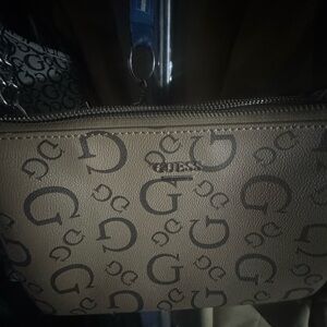 Guess Tan Monogram double, zipper  Pouch